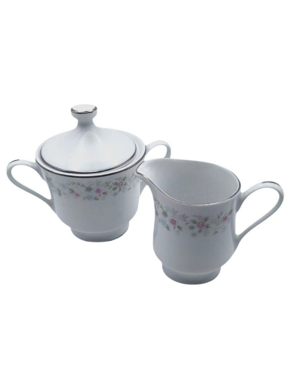 MCM Porcelain Set Diamond China Richmond Floral Creamer Covered Sugar Bowl Japan